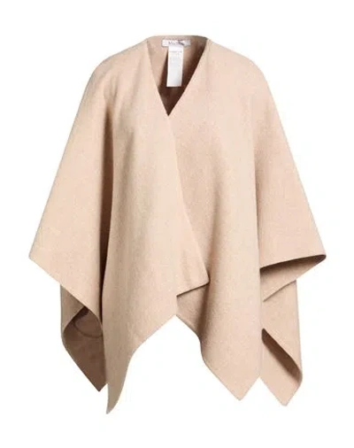 Max Mara Woman Cape Sand Size Onesize Alpaca Wool, Polyamide, Wool In Neutral