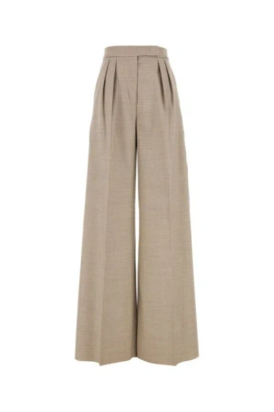 Max Mara Cappuccino Wool Entrata Palazzo Pant In Beige O Tan