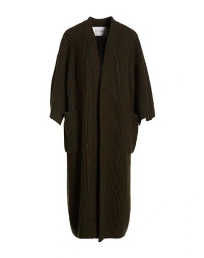 Max Mara Woman Cardigan Military Green Size S Wool, Cashmere In Brown