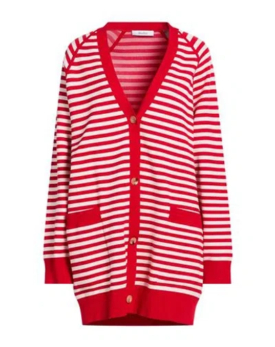Max Mara Woman Cardigan Red Size L Viscose, Polyester In Multi
