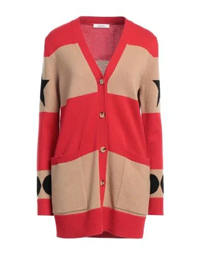 MAX MARA MAX MARA WOMAN CARDIGAN RED SIZE L WOOL, CASHMERE