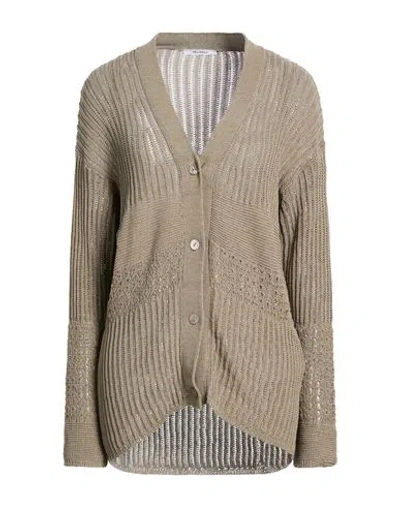 Max Mara Woman Cardigan Taupe Size M Cotton, Polyamide In Gray