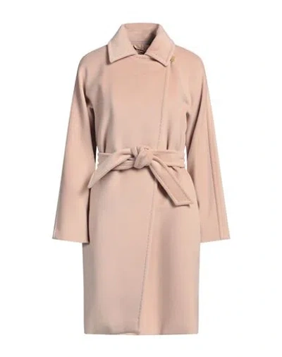 Max Mara Woman Coat Beige Size 14 Virgin Wool, Cashmere