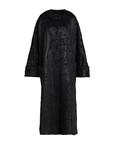 Max Mara Woman Coat Black Size 16 Alpaca Wool, Virgin Wool