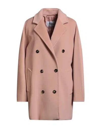 Max Mara Woman Coat Blush Size 12 Virgin Wool, Cashmere In Pink