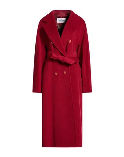 Max Mara Woman Coat Brick Size 14 Virgin Wool, Cashmere In Red