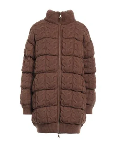 Max Mara Woman Puffer Brown Size 6 Wool, Cashmere