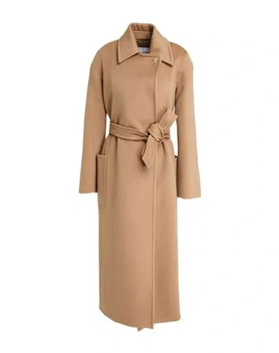 Max Mara Woman Coat Camel Size 12 Cashmere In Brown