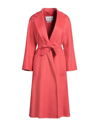 Max Mara Woman Coat Coral Size 12 Cashmere In Red