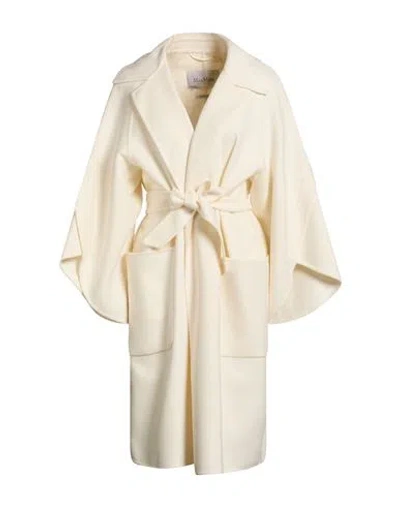 Max Mara Woman Coat Cream Size 12 Virgin Wool, Cashmere In White