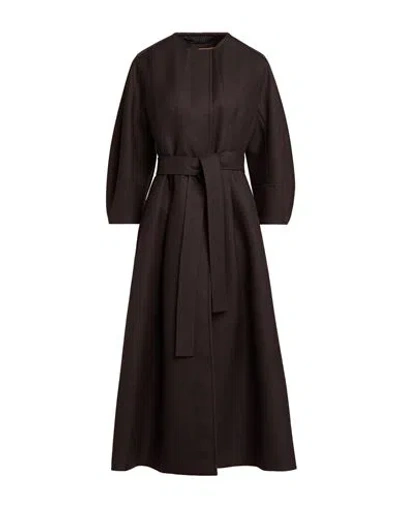 Max Mara Woman Coat Dark Brown Size 10 Virgin Wool