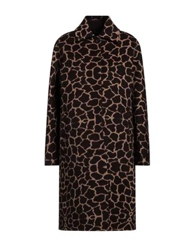 Max Mara Woman Coat Dark Brown Size 10 Virgin Wool In Black