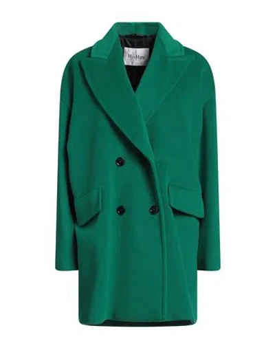Max Mara Woman Coat Green Size 4 Virgin Wool, Cashmere