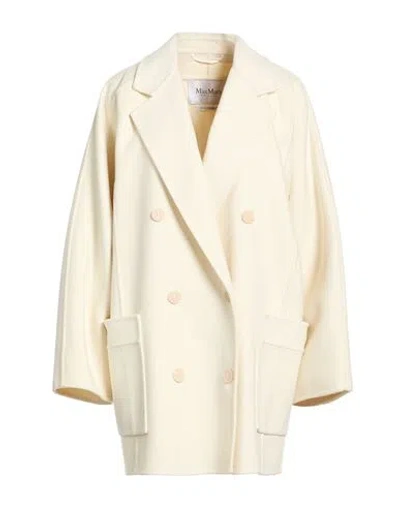 MAX MARA MAX MARA WOMAN COAT IVORY SIZE 6 VIRGIN WOOL, CASHMERE