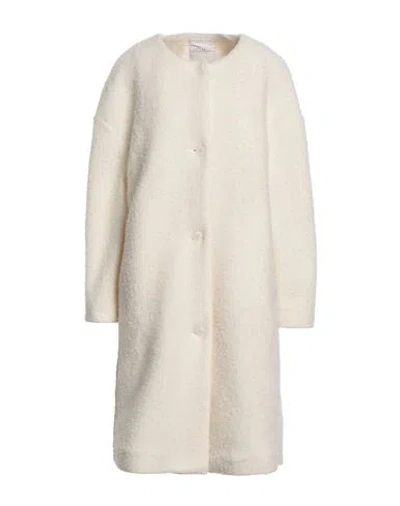 Max Mara Woman Coat Ivory Size L Polyester, Wool In White
