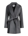 Max Mara Woman Coat Lead Size 6 Cashmere In Grey