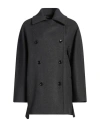 Max Mara Woman Coat Lead Size 8 Virgin Wool, Cashmere In Black