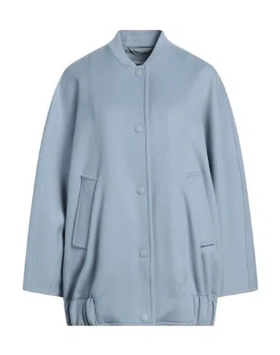 Max Mara Woman Coat Light Blue Size 8 Virgin Wool, Cashmere