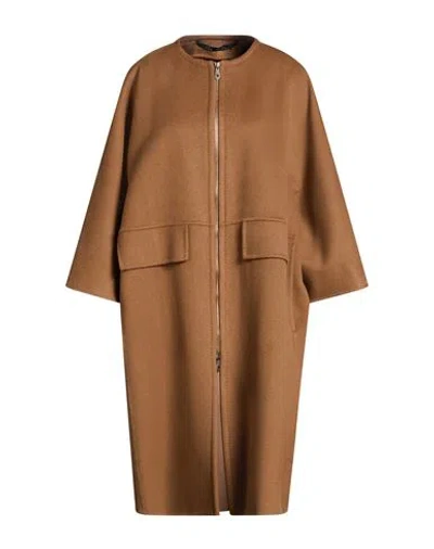 Max Mara Woman Coat Light Brown Size 4 Cashmere