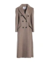 Max Mara Woman Coat Light Brown Size 10 Cashmere, Virgin Wool In Beige