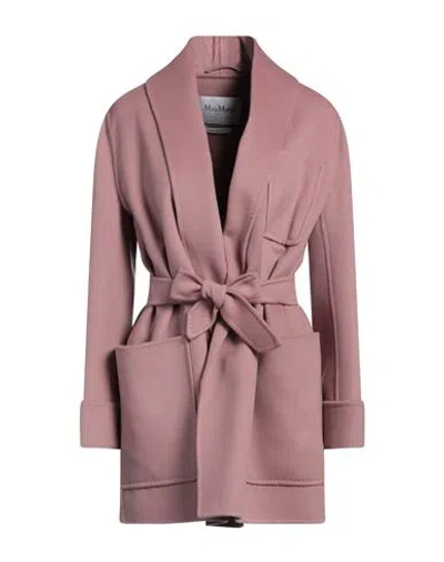 Max Mara Woman Coat Antique Rose Size 6 Virgin Wool, Cashmere In Pink