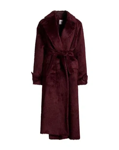 Max Mara Woman Coat Plum Size 6 Alpaca Wool, Virgin Wool In Purple