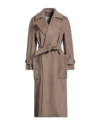 Max Mara Woman Coat Sand Size 2 Cashmere, Shearling In Beige
