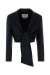Max Mara Sash Detailed Straight Hem Cropped Jacket In Multicolor