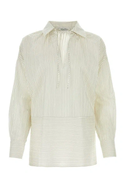 Max Mara Woman Embroidered Cotton Blend Saletta Blouse In Stripped
