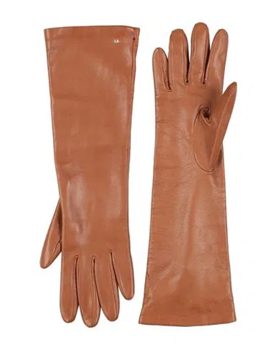 Max Mara Woman Gloves Camel Size 8 Lambskin In Brown