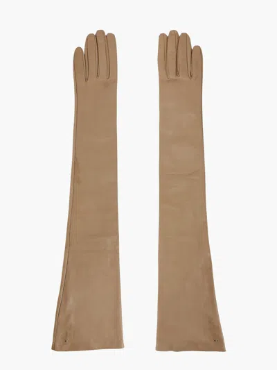 Max Mara Leather Gloves In Cream