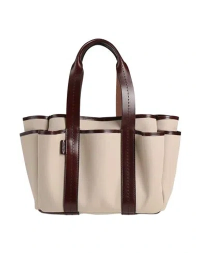 Max Mara Woman Handbag Beige Size - Cotton, Cow Leather