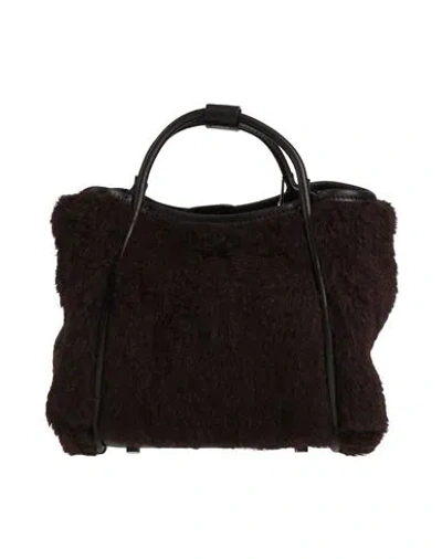 Max Mara Woman Handbag Dark Brown Size - Alpaca Wool, Virgin Wool, Silk