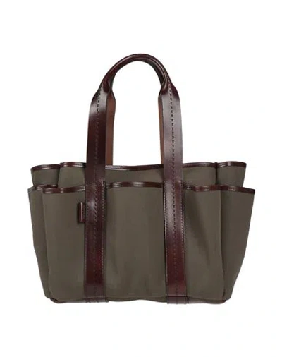 Max Mara Woman Handbag Military Green Size - Cotton, Cow Leather
