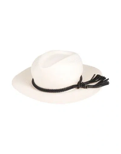 Max Mara Woman Hat White Size 7 Paper Yarn, Shearling