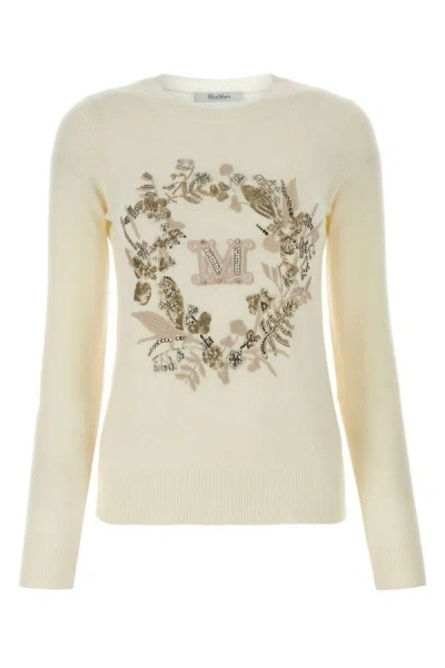 Max Mara Woman Ivory Wool Blend Bari Sweater In White