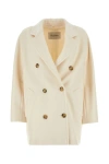 Max Mara Rebus Double-breasted Wool Blend Coat In White