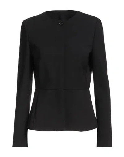 MAX MARA MAX MARA WOMAN JACKET BLACK SIZE 14 VIRGIN WOOL, ELASTANE