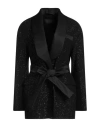Max Mara Pau Viscose Blend Blazer With All-over Sequins In Black