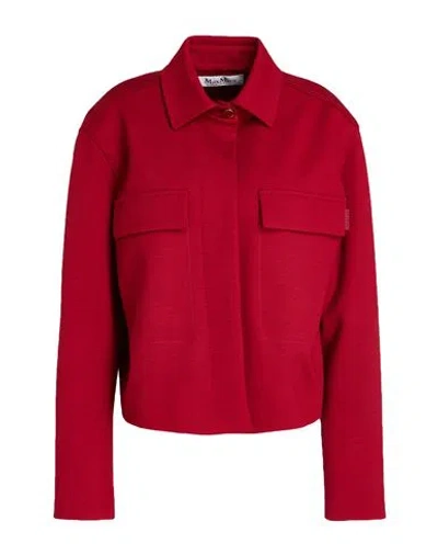 Max Mara Woman Jacket Brick Size 10 Wool, Polyamide, Lyocell, Elastane In Red