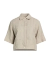 Max Mara Woman Jacket Khaki Size 12 Linen In Brown