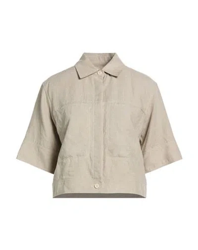 Max Mara Woman Jacket Khaki Size 12 Linen In Brown
