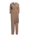Max Mara Woman Jumpsuit Khaki Size 10 Silk In Beige