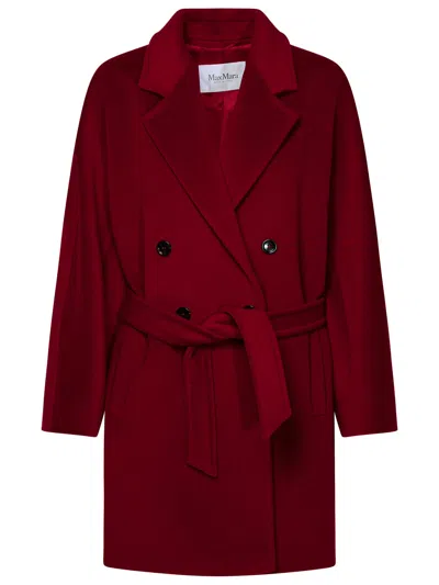 Max Mara Woman  Burgundy Wool Blend Coat In Red