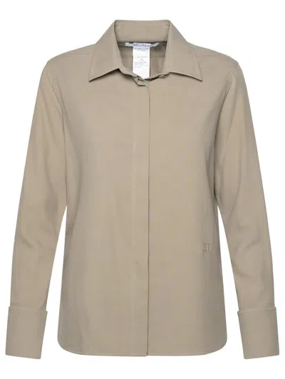 MAX MARA MAX MARA WOMAN MAX MARA 'CANDIA' KHAKI SILK SHIRT