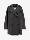 Max Mara Grey Coat With Structured Silhouette And Layered Hemline In Gray