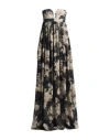 Max Mara Acerbo Strapless Floral Silk-chiffon Gown In Black
