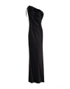 Max Mara Asymmetrical Satin Draped Evening Dress In Black