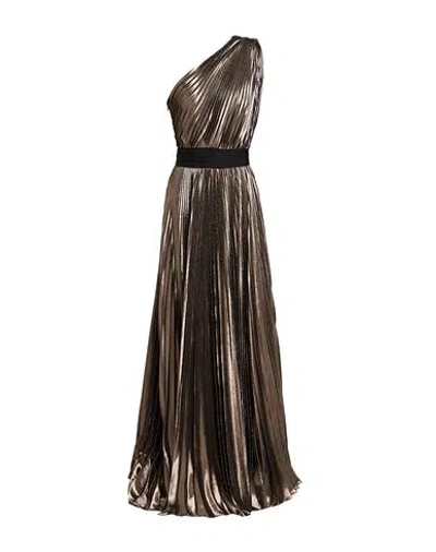 Max Mara Woman Maxi Dress Bronze Size 6 Silk, Metallic Fiber In Yellow