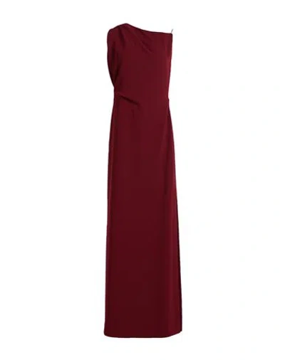 Max Mara Woman Maxi Dress Burgundy Size 8 Triacetate, Polyester, Silk